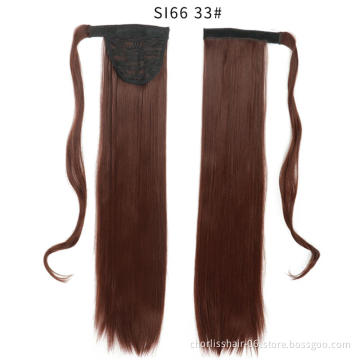 Top Quality Silky Straight High Ponytail For Black Women Pour Petite Fille Wrap Around Synthetic Clip Hair Ponytails Extensions